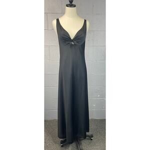 Vintage 1970s Black Vanity Fair Maxi Nightgown Keyhole Bust Med Whimysgoth Pinup